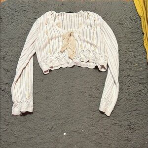 Zara Cream Knit Cropped Cardigan